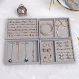 Velvet Jewelry Display Tray Case Stackable Jewellery Holder Organizer Box