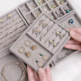 Velvet Jewelry Display Tray Case Stackable Jewellery Holder Organizer Box