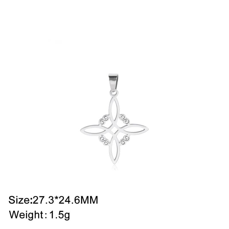 5pcs Witch Knot Charms Amulet Pendant Steel Necklace DIY Jewelry