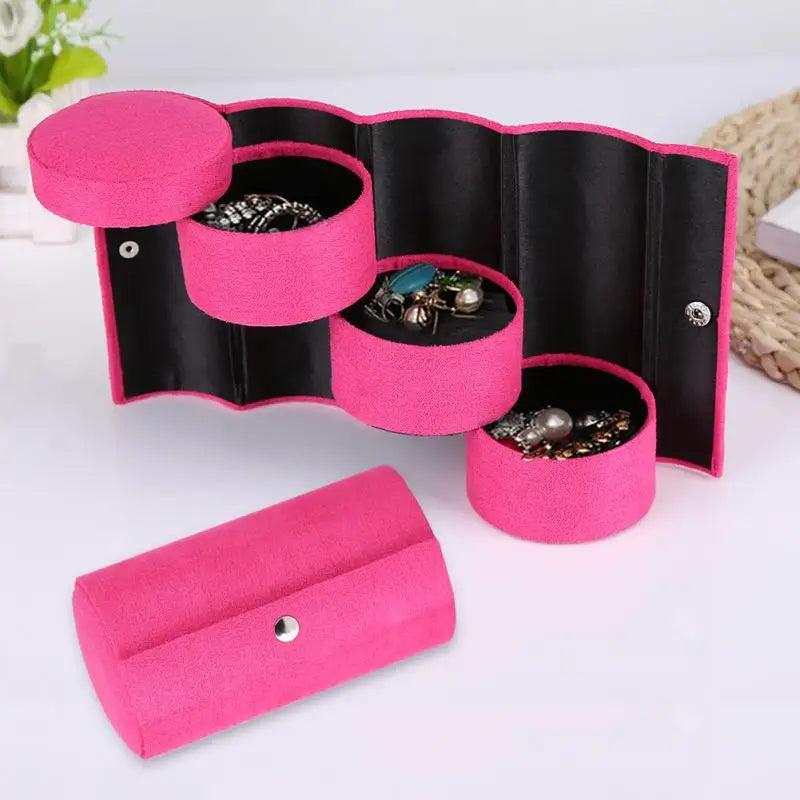 3-Layer Rotatable Flannel Jewelry Storage Box