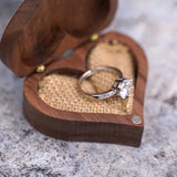 Walnut Wood Heart Ring Box Wedding Jewellery Box Proposal Engagement