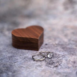 Walnut Wood Heart Ring Box Wedding Jewellery Box Proposal Engagement