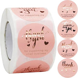 500Pcs Thank You Pink Stickers With Foil Labels