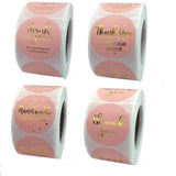 500Pcs Thank You Pink Stickers With Foil Labels