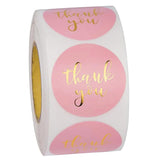 500Pcs Thank You Pink Stickers With Foil Labels