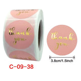 500Pcs Thank You Pink Stickers With Foil Labels
