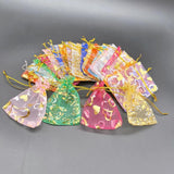 100pcs Heart Love Rose Organza Gift Bags Wedding Jewelry Pouch Drawstring