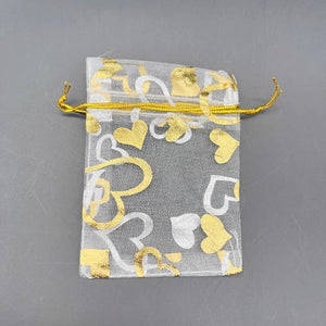 100pcs 7x9 9x12 Love Heart Organza Bags Pouches Drawstring Jewelry Packing Bag