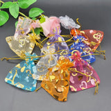 100pcs 7x9 9x12 Love Heart Organza Bags Pouches Drawstring Jewelry Packing Bag