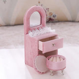 Pink Velvet Dresser Shape Jewelry Box Organizer Holder Rings Container