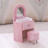 Pink Velvet Dresser Shape Jewelry Box Organizer Holder Rings Container