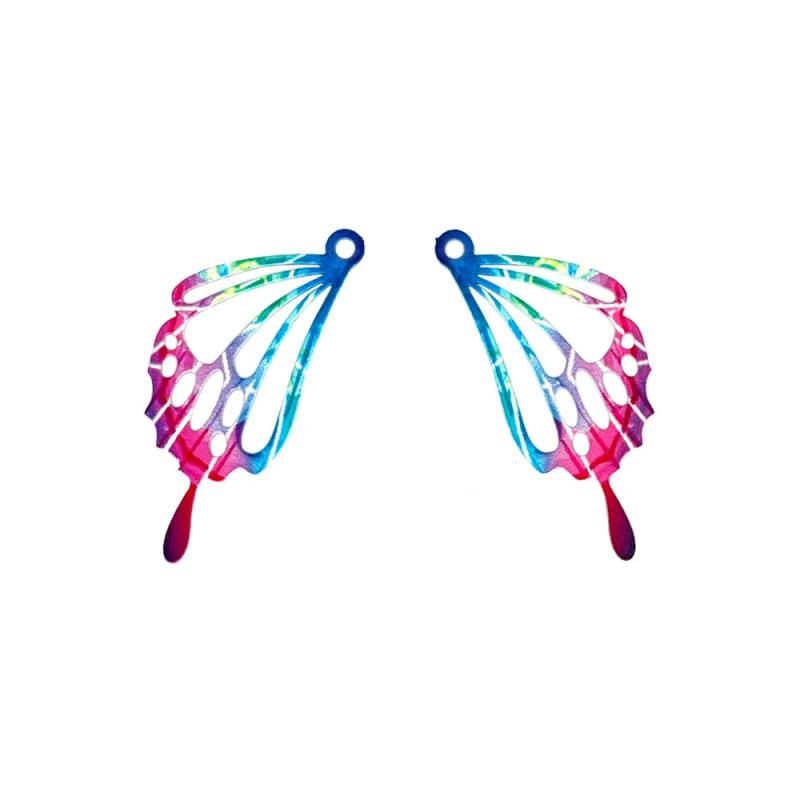 10pcs Multicolor Butterfly Wing Charm Pendant for DIY Accessories