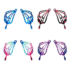 10pcs Multicolor Butterfly Wing Charm Pendant for DIY Accessories