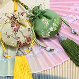 5 Pcs Ethnic Style Brocade Tassel Plum Flower Sachets