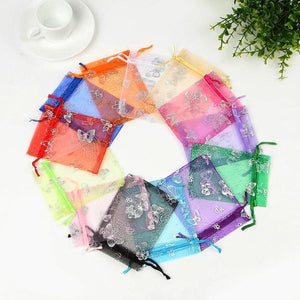 100pcs Small Organza Bags 9x12cm Christmas Drawstring Gift Bag