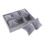 6 Grids Gray Velvet Bangle Bracelet Organizer Watch Display Stand Case