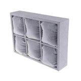 6 Grids Gray Velvet Bangle Bracelet Organizer Watch Display Stand Case
