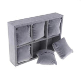 6 Grids Gray Velvet Bangle Bracelet Organizer Watch Display Stand Case