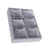 6 Grids Gray Velvet Bangle Bracelet Organizer Watch Display Stand Case