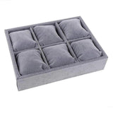 6 Grids Gray Velvet Bangle Bracelet Organizer Watch Display Stand Case