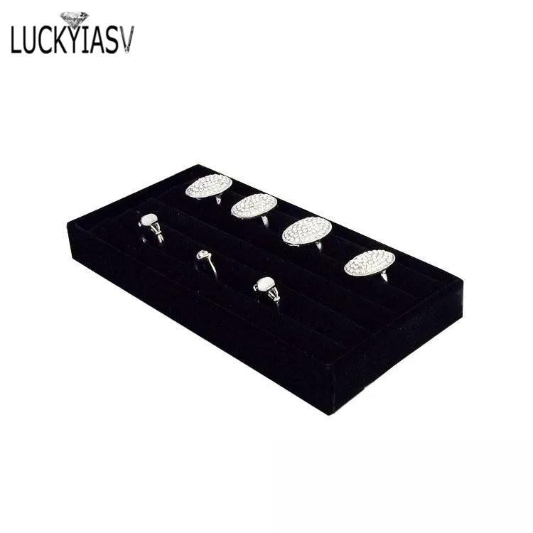 Velvet Ring Insert Jewelry Display Tray Holder Stand Cufflinks Case
