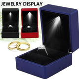 LED Lighted Earring Ring Wedding Ring Boxes Pendant Necklace Storage Cases