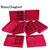 Red Velvet Jewelry Display Tray Organizer Storage Case