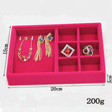 Red Velvet Jewelry Display Tray Organizer Storage Case