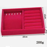 Red Velvet Jewelry Display Tray Organizer Storage Case