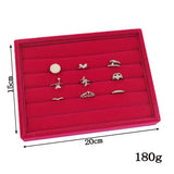 Red Velvet Jewelry Display Tray Organizer Storage Case