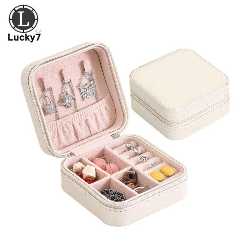PU Leather Jewelry Storage Box Ring Stud Earrings Zipper Jewelry Box Drawer