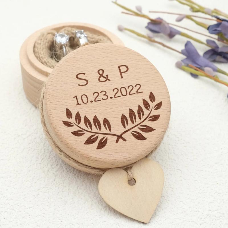 Personalized Rustic Wedding Ring Box Keepsake Ring Pillow Wooden Ring Box