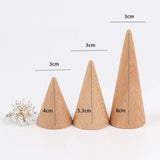 3PCS Wood Ring Cone Jewelry Display Stands Wooden Organizer Holders