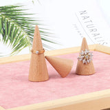 3PCS Wood Ring Cone Jewelry Display Stands Wooden Organizer Holders