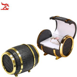 Golden Beer Barrel Shape Ring Box Jewelry Earrings Holder Display