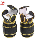 Golden Beer Barrel Shape Ring Box Jewelry Earrings Holder Display