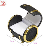 Golden Beer Barrel Shape Ring Box Jewelry Earrings Holder Display