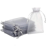 100 Pcs Grey Organza Gift Bags 8*10CM Drawstring Sheer Pouches Wedding Party
