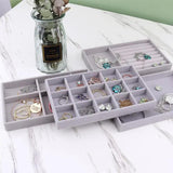 Portable Velvet Jewelry Ring Display Organizer Box Tray Earrings Storage Box