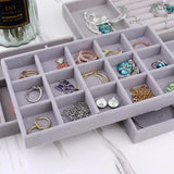 Portable Velvet Jewelry Ring Display Organizer Box Tray Earrings Storage Box