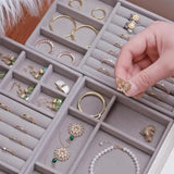 Portable Velvet Jewelry Ring Display Organizer Box Tray Earrings Storage Box