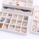 Portable Velvet Jewelry Ring Display Organizer Box Tray Earrings Storage Box