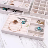 Portable Velvet Jewelry Ring Display Organizer Box Tray Earrings Storage Box