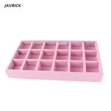 Velvet Jewelry Tray Ring Earrings Organizer Stackable - Grey