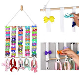Wood Hair Bow Headband Organizer Storage Hanging Ribbon