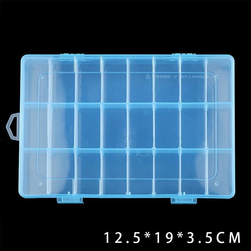 Adjustable 24 Slots Plastic Jewelry Box Organizer Storage Case Container