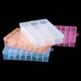 Adjustable 24 Slots Plastic Jewelry Box Organizer Storage Case Container