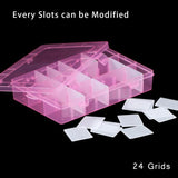 Adjustable 24 Slots Plastic Jewelry Box Organizer Storage Case Container