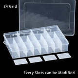 Adjustable 24 Slots Plastic Jewelry Box Organizer Storage Case Container