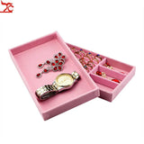 DIY Ring Bracelet Velvet Earring Chain Display Case Organizer Tray